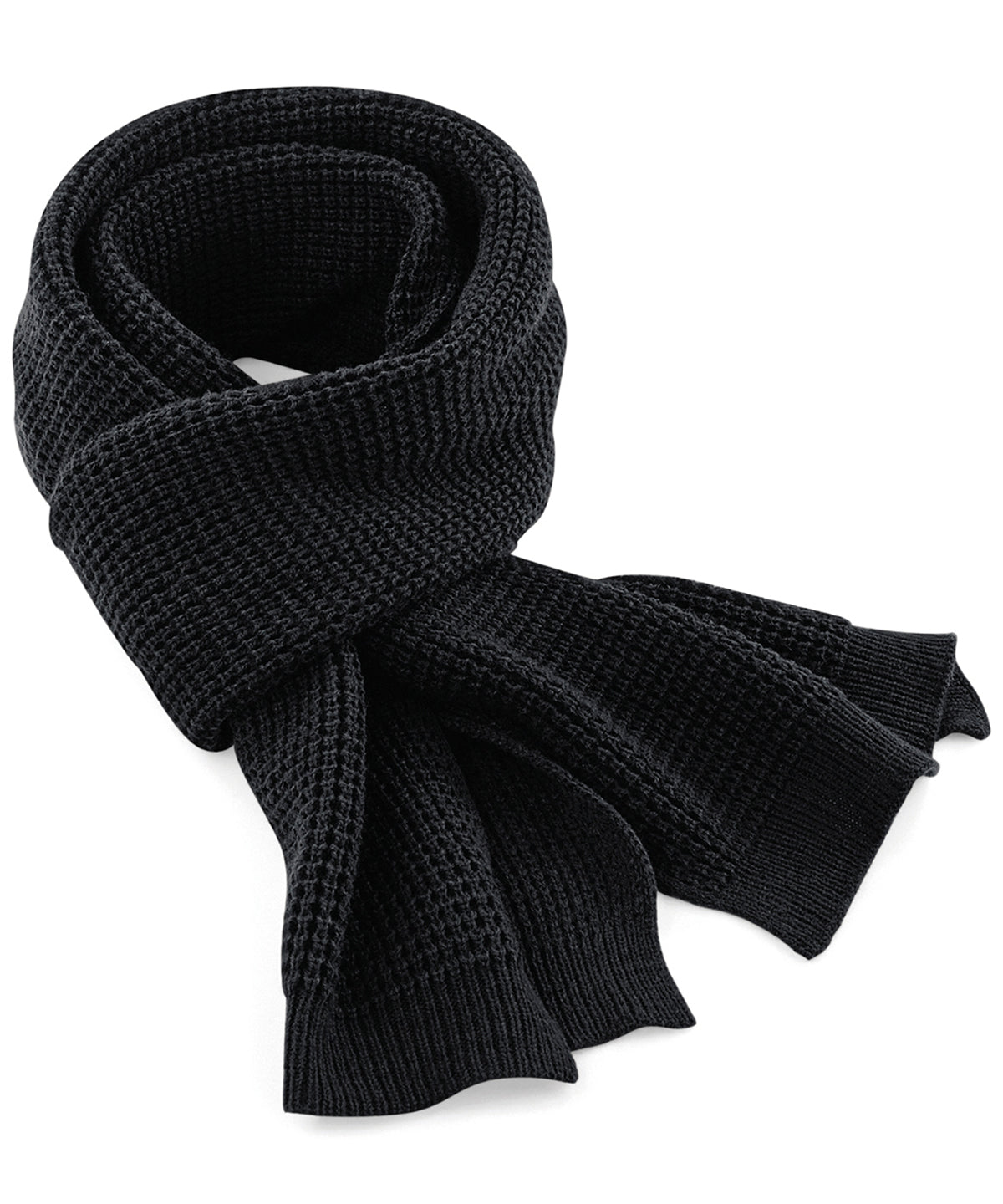 Black - Classic waffle knit scarf - GarmentEmbroidery