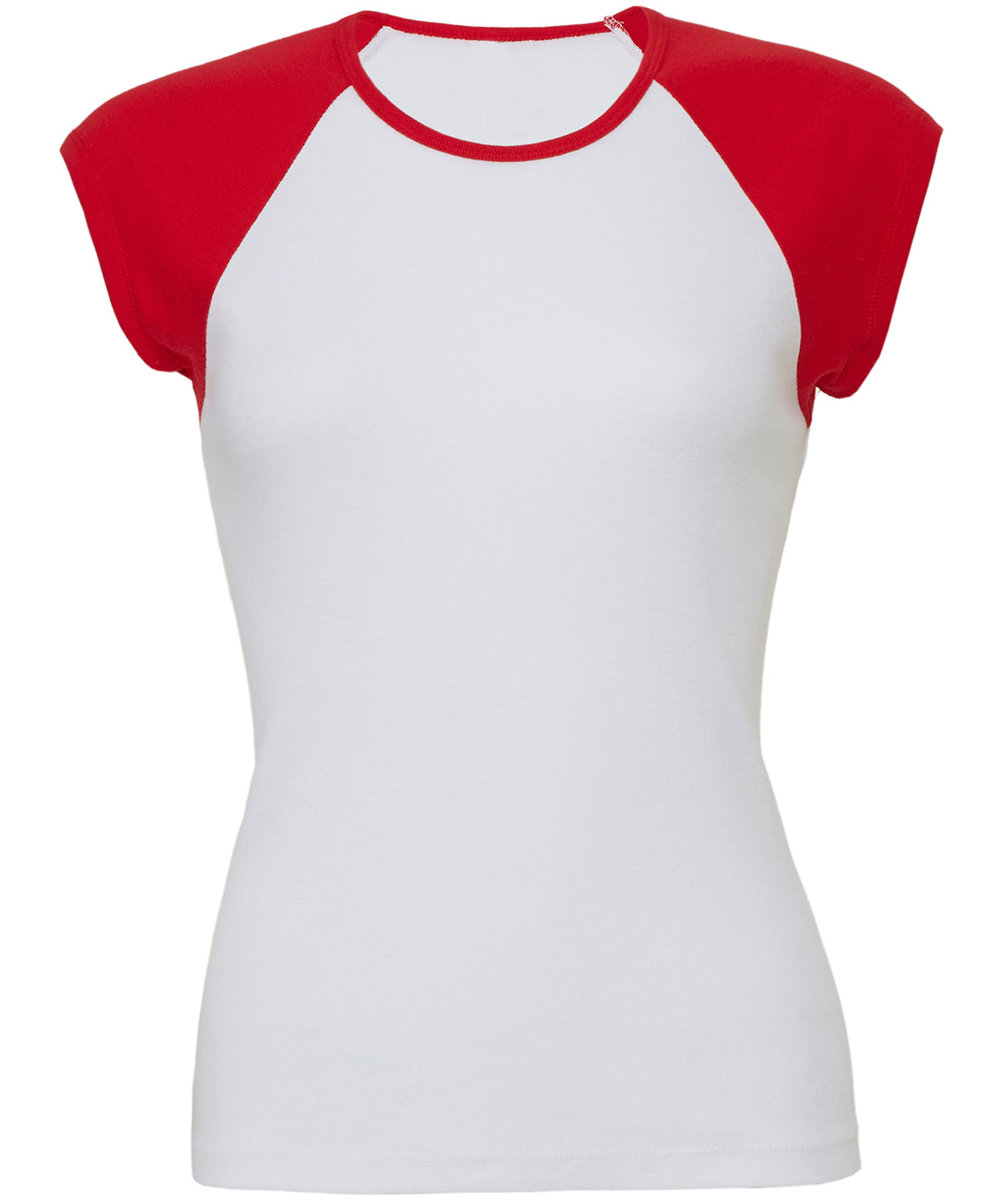 White /Red - Baby rib cap sleeve contrast raglan t-shirt - GarmentEmbroidery