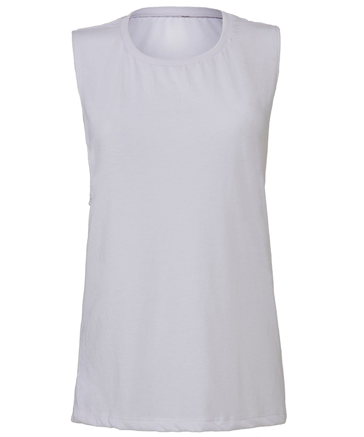 White - Flowy scoop muscle t-shirt - GarmentEmbroidery