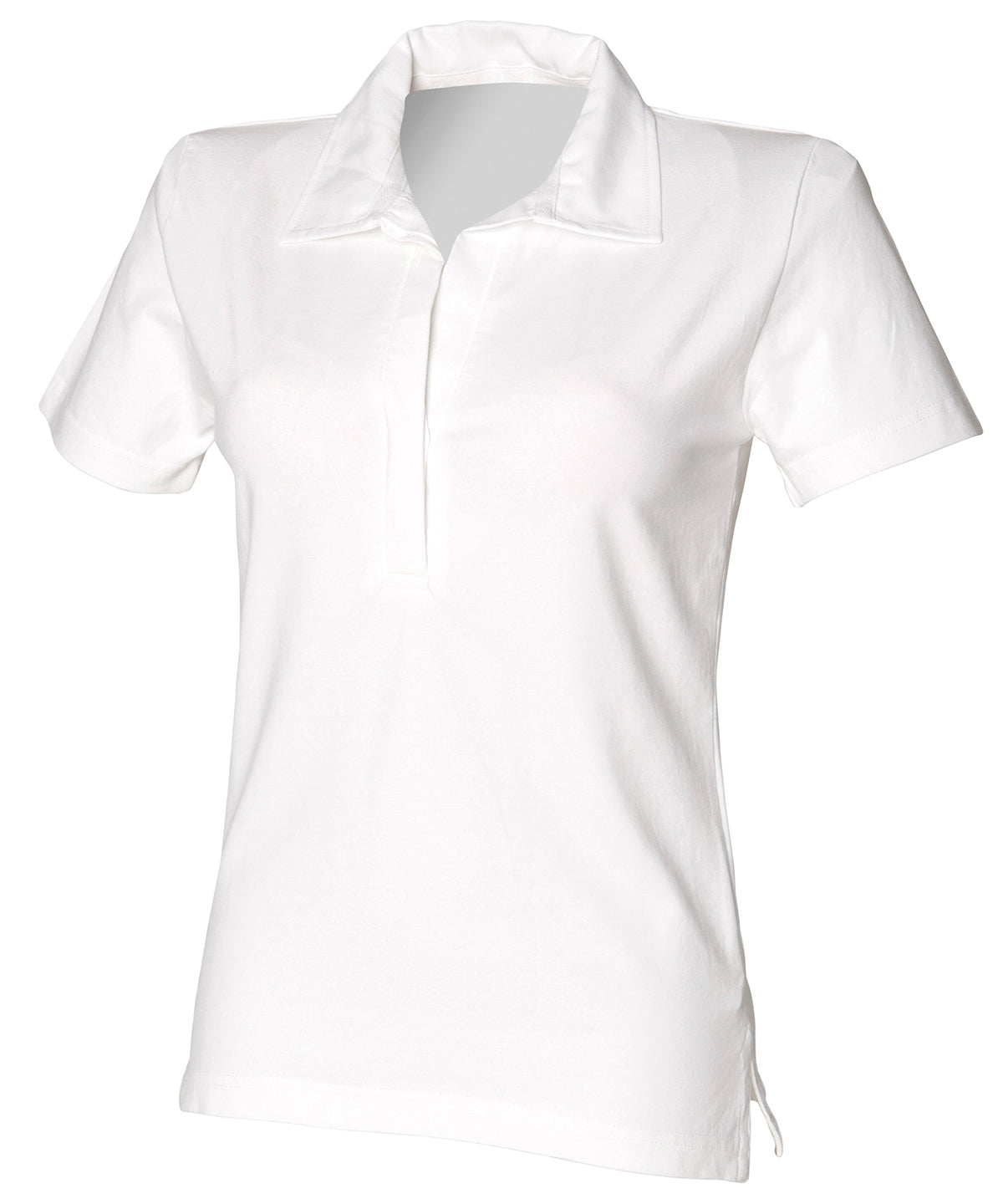 White - Women's short sleeve 'stretch' rugby shirt - GarmentEmbroidery