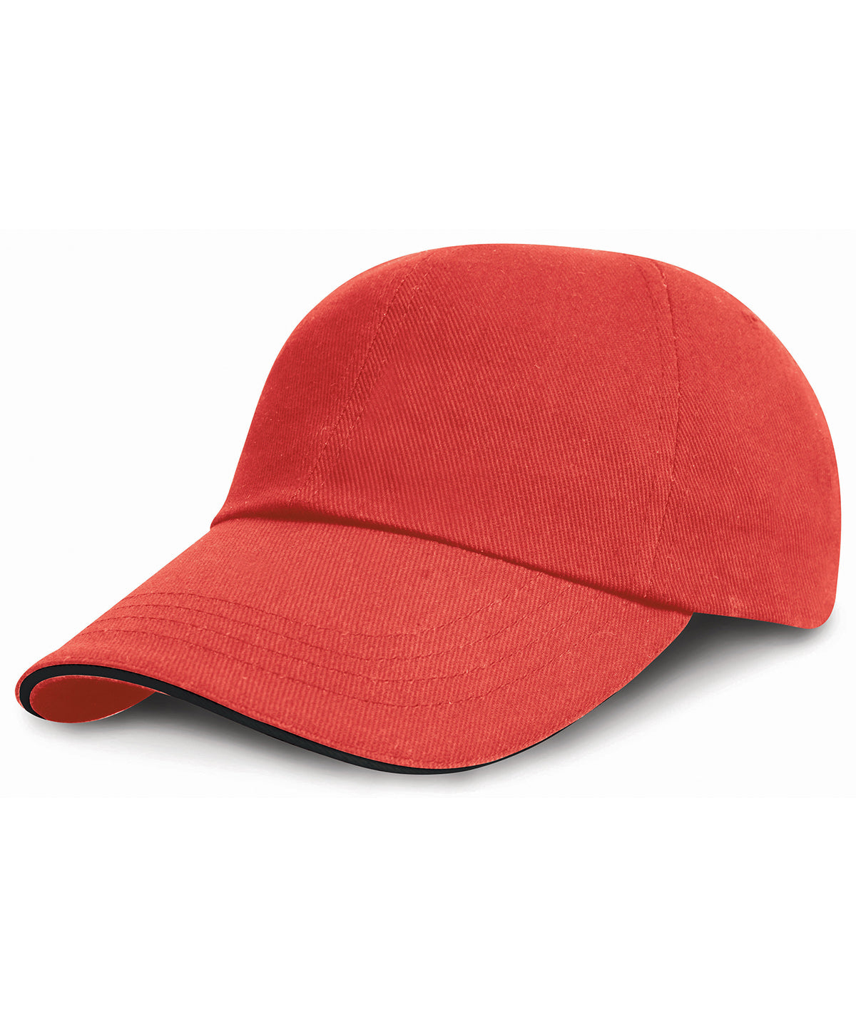 Red/Black - Low-profile heavy brushed cotton cap with sandwich peak - GarmentEmbroidery