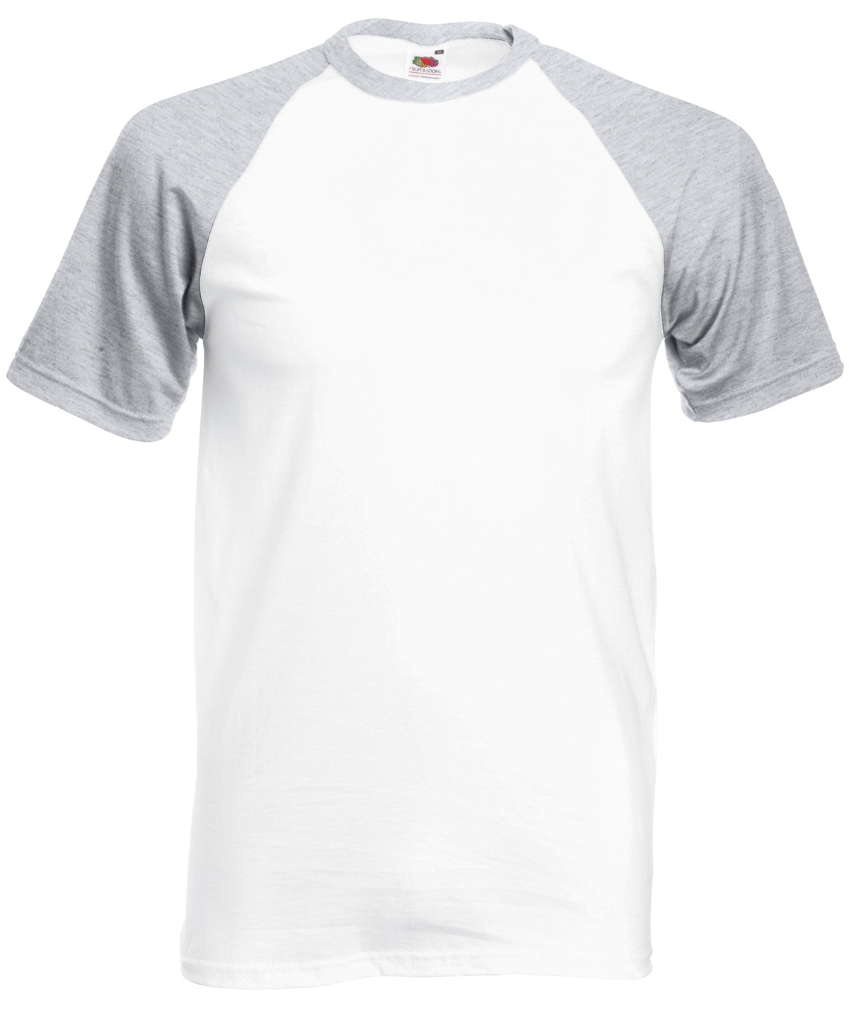 White/Heather Grey* - Short sleeve baseball T - GarmentEmbroidery