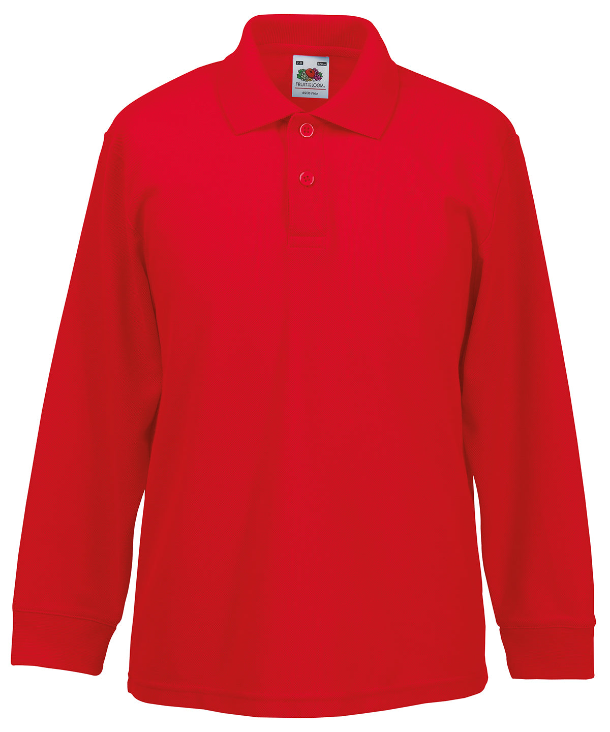 Red - Kids long sleeve 65/35 polo - GarmentEmbroidery