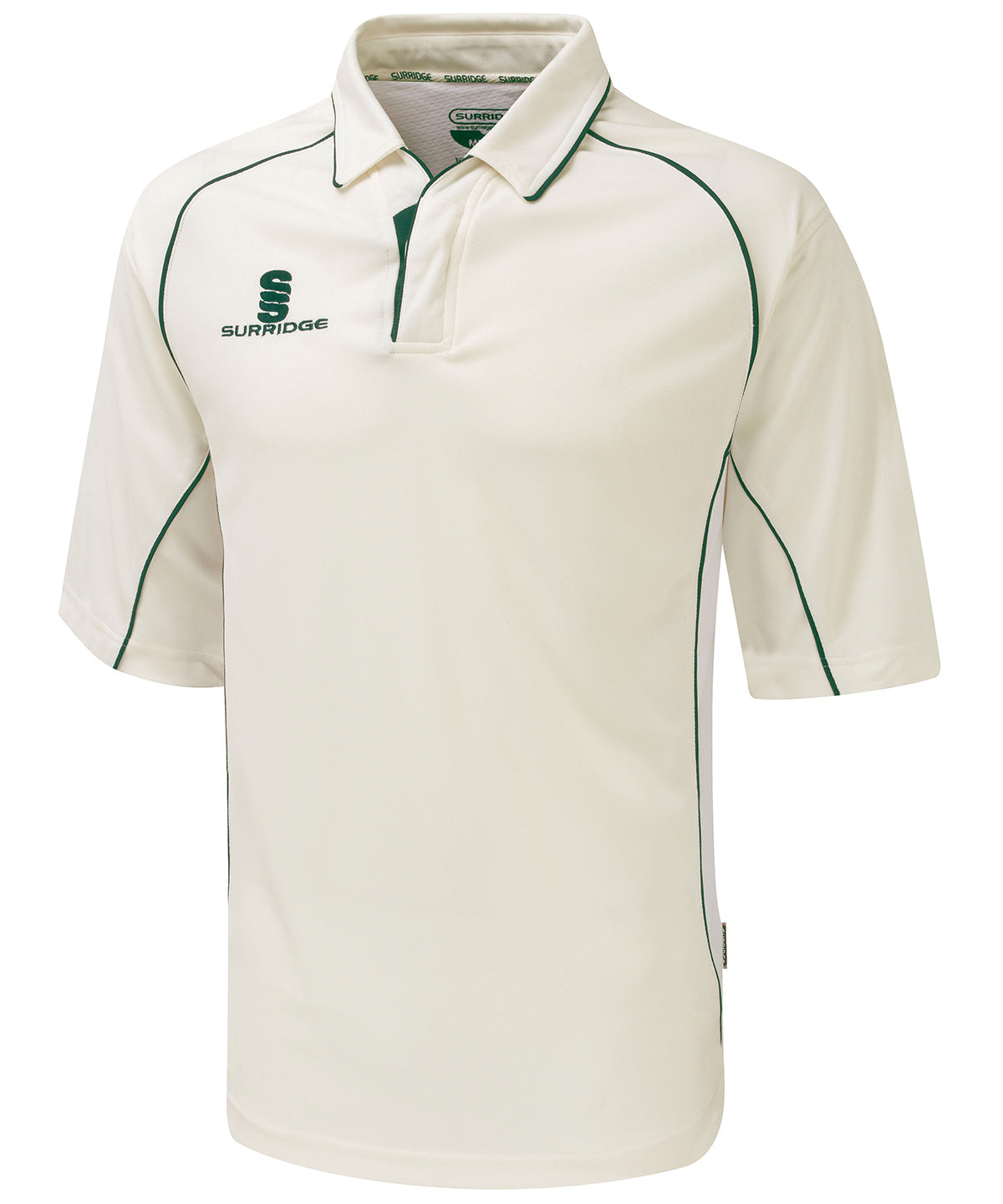 White/Green trim - Premier shirt ¾ sleeve - GarmentEmbroidery