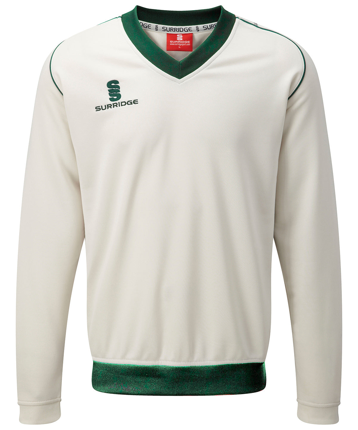 White/Green trim - Fleece-lined sweater - GarmentEmbroidery