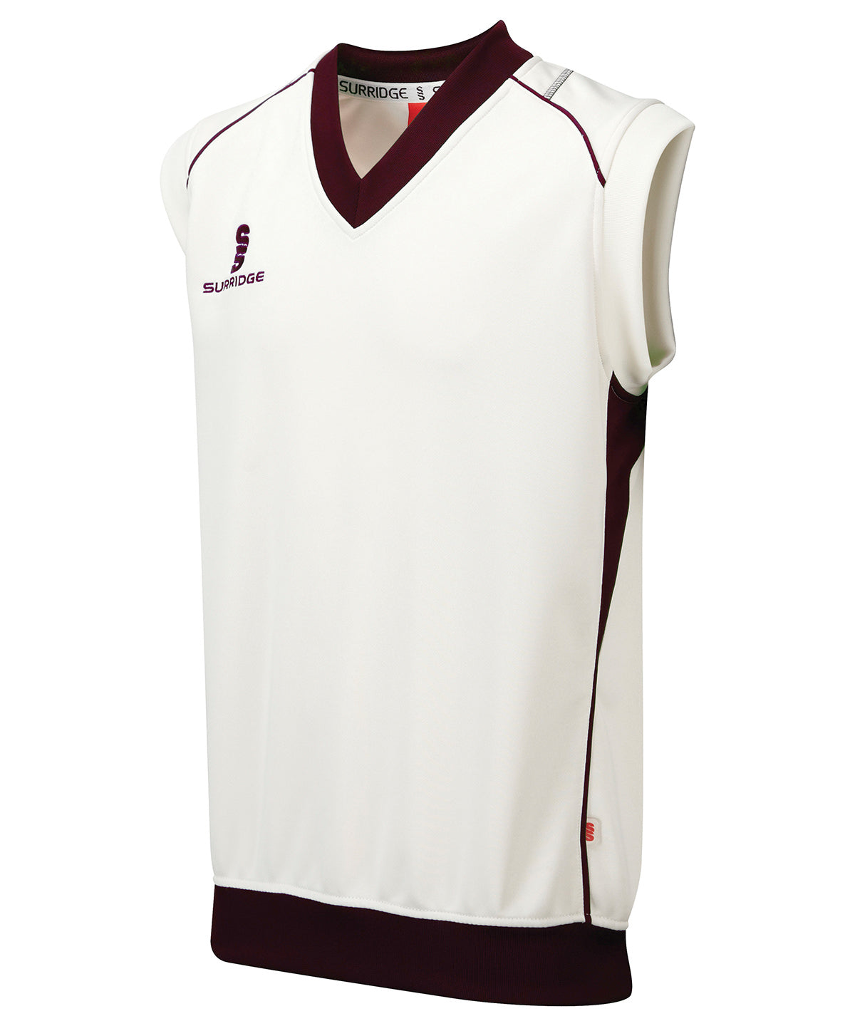 White/Maroon Trim - Curve sleeveless sweater - junior - GarmentEmbroidery