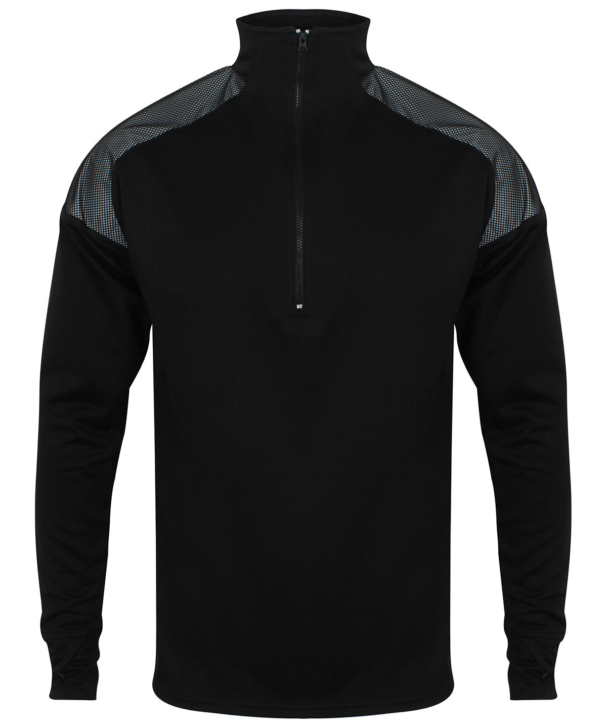 Black - ¼ zip top with reflective panels - GarmentEmbroidery