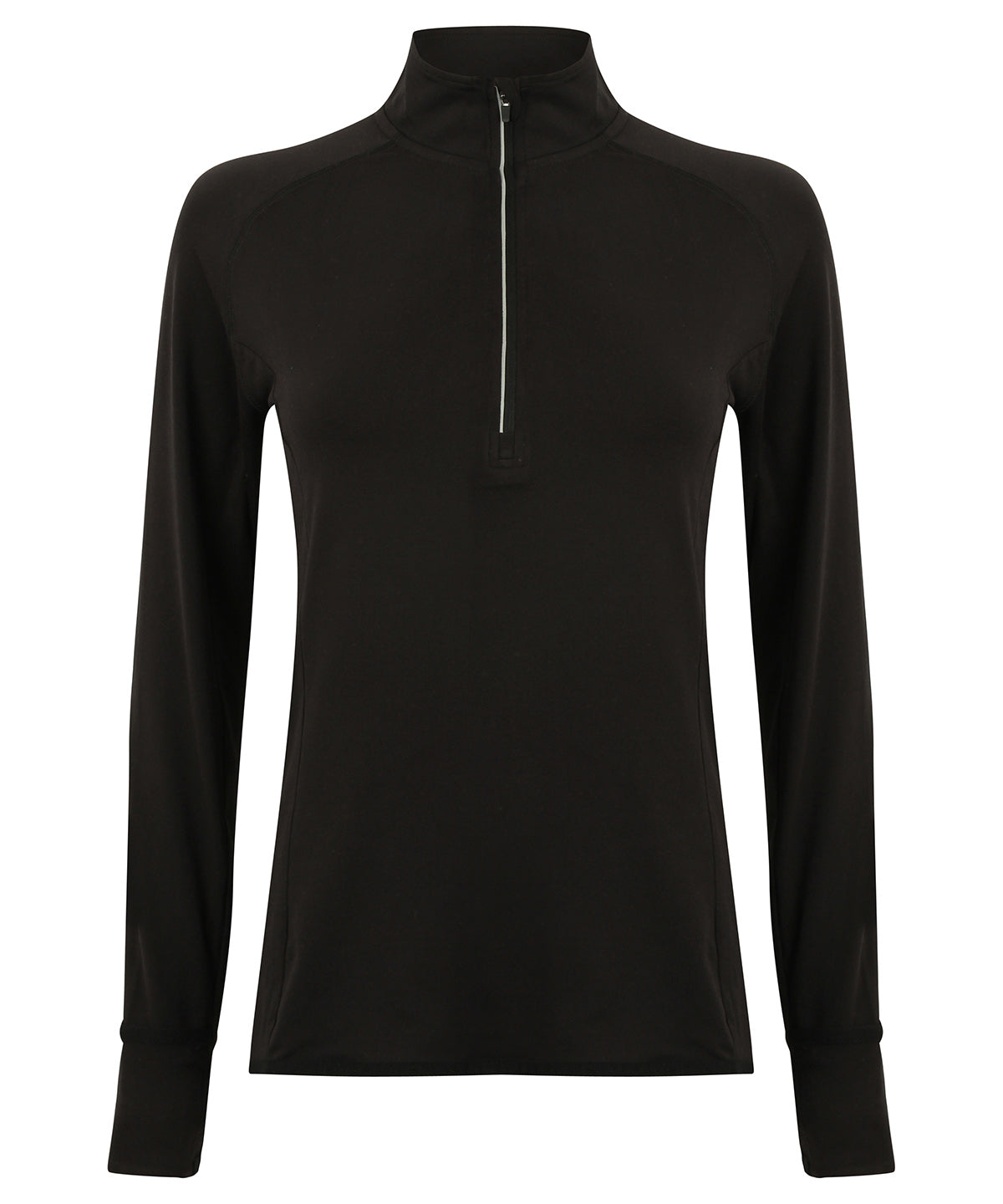 Black - Women's long-sleeved ¼ zip top - GarmentEmbroidery