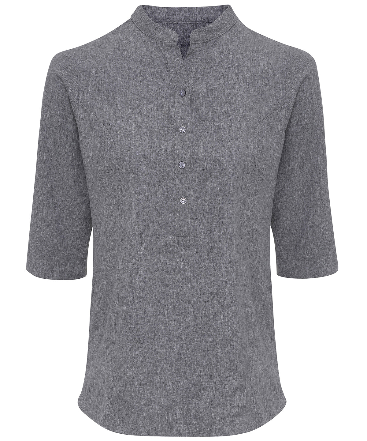 Heather Grey - Verbena 'linen look' button-up beauty tunic - GarmentEmbroidery