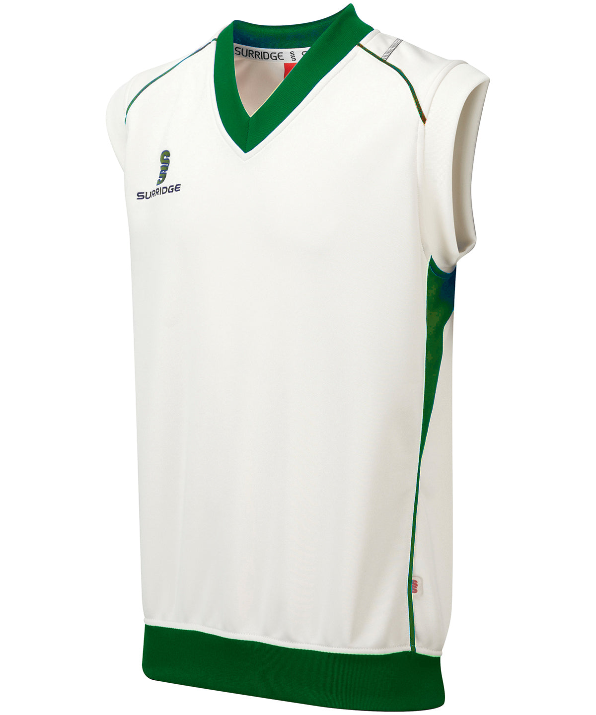 White/Green Trim - Curve sleeveless sweater - junior - GarmentEmbroidery