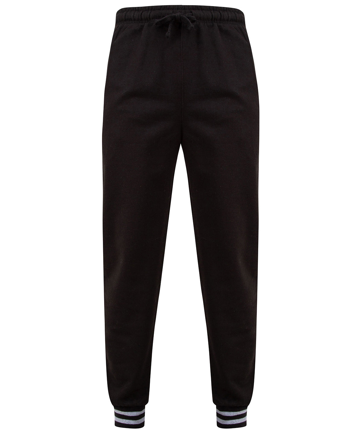 Black/Heather Grey - Joggers with striped cuffs - GarmentEmbroidery