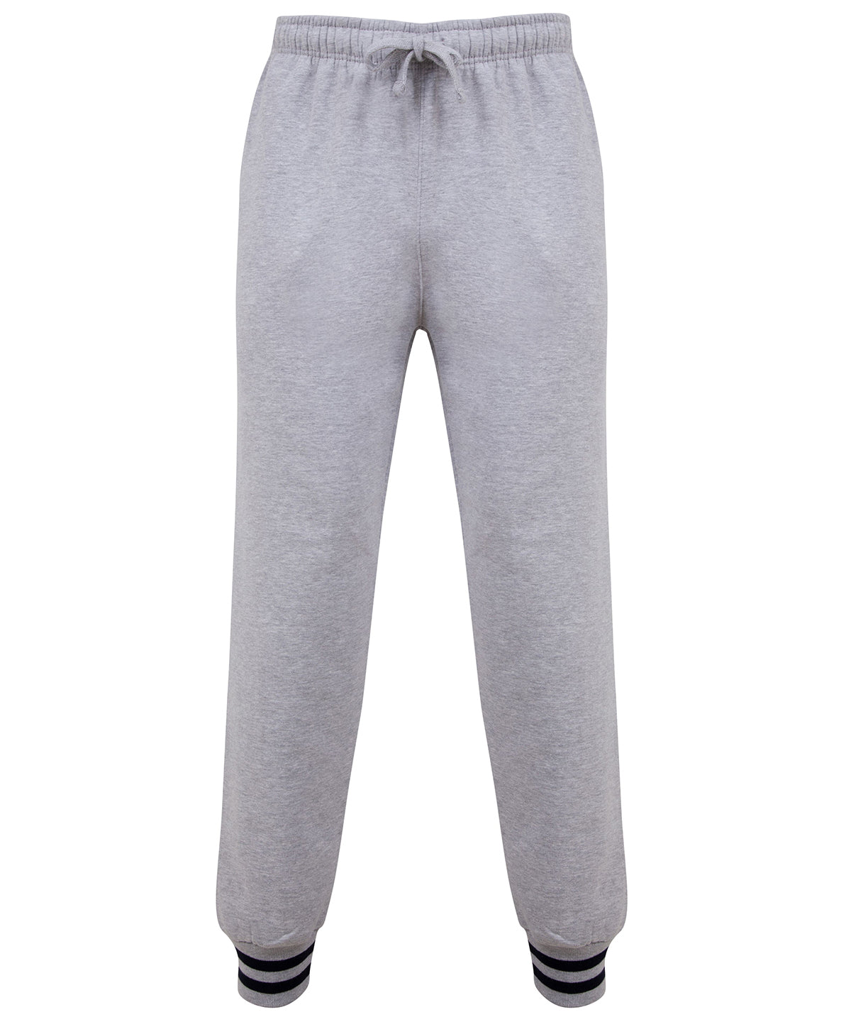 Heather Grey/Navy - Joggers with striped cuffs - GarmentEmbroidery