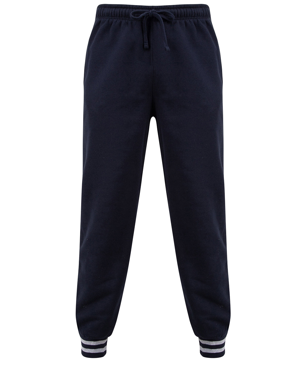 Navy/Heather Grey - Joggers with striped cuffs - GarmentEmbroidery