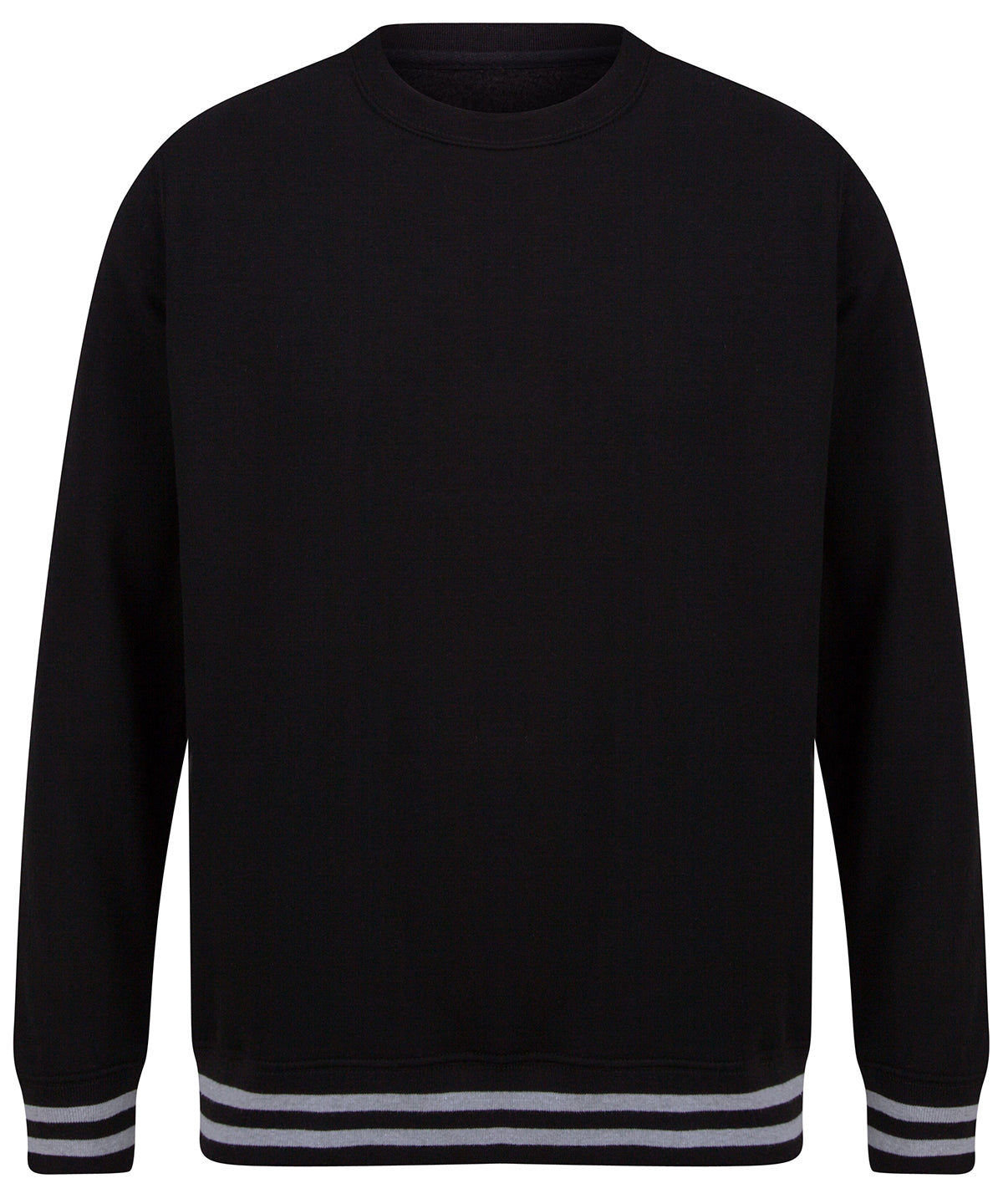 Black/Heather Grey - Sweatshirt with striped cuffs - GarmentEmbroidery