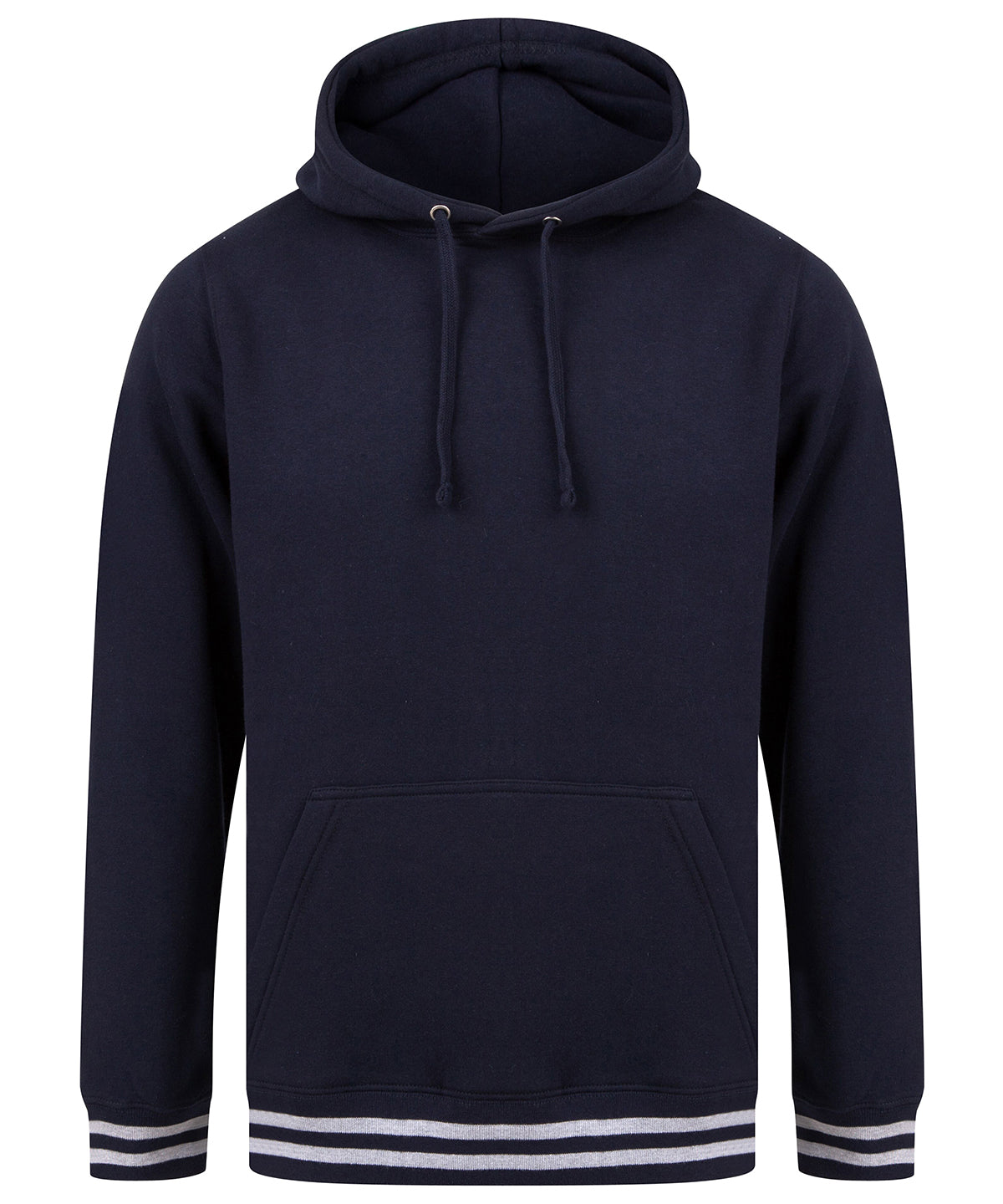 Navy/Heather Grey - Hoodie with striped cuffs - GarmentEmbroidery