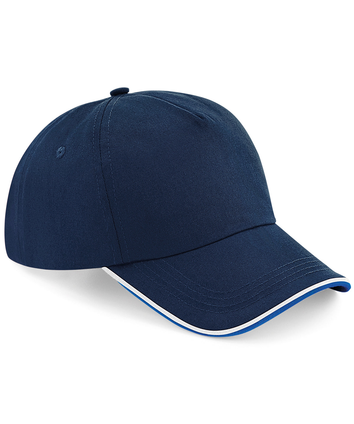 French Navy/Bright Royal/Whte - Authentic 5-panel cap - piped peak - GarmentEmbroidery