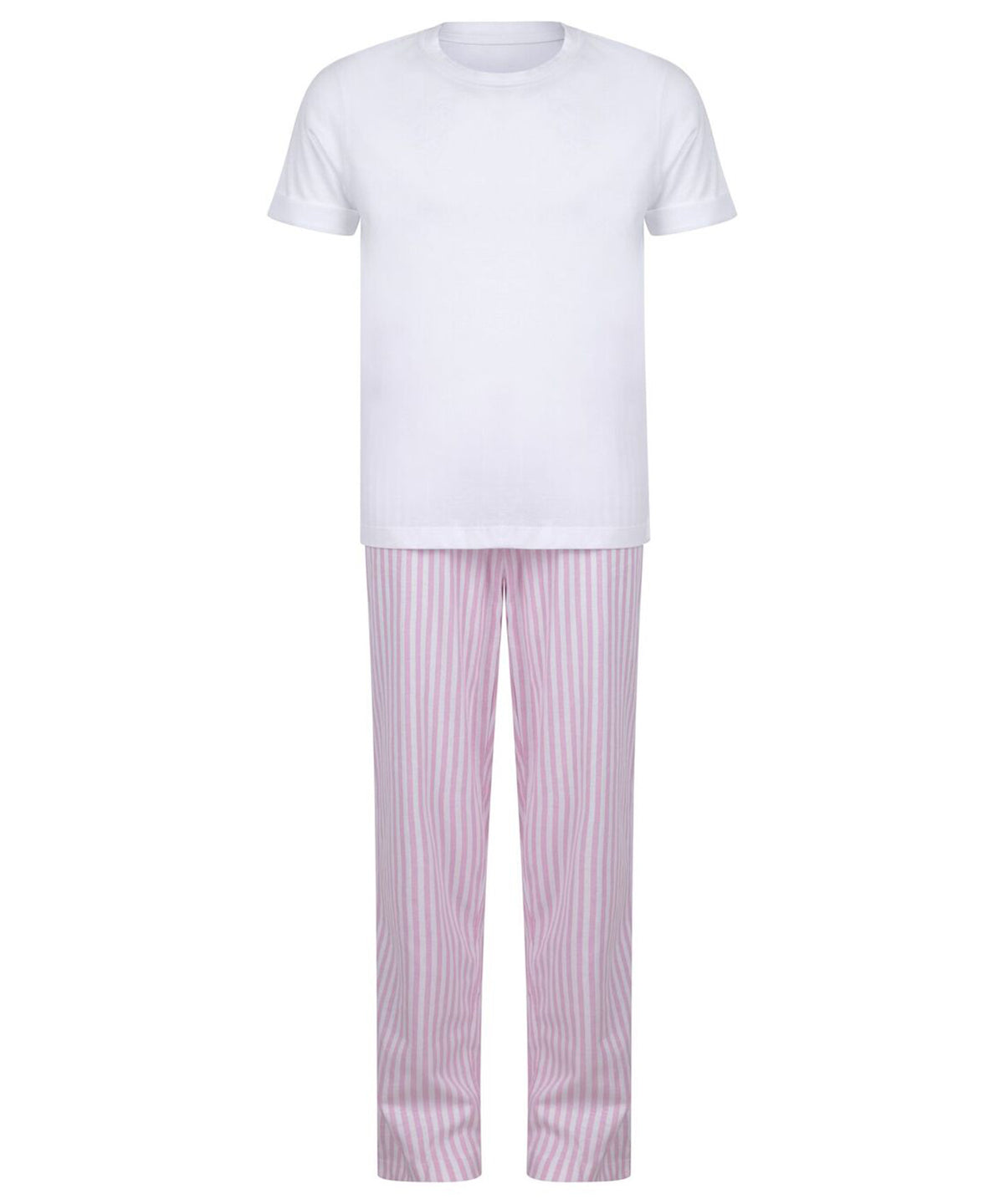 White/Pink/White Stripe - Kids long pyjamas - GarmentEmbroidery