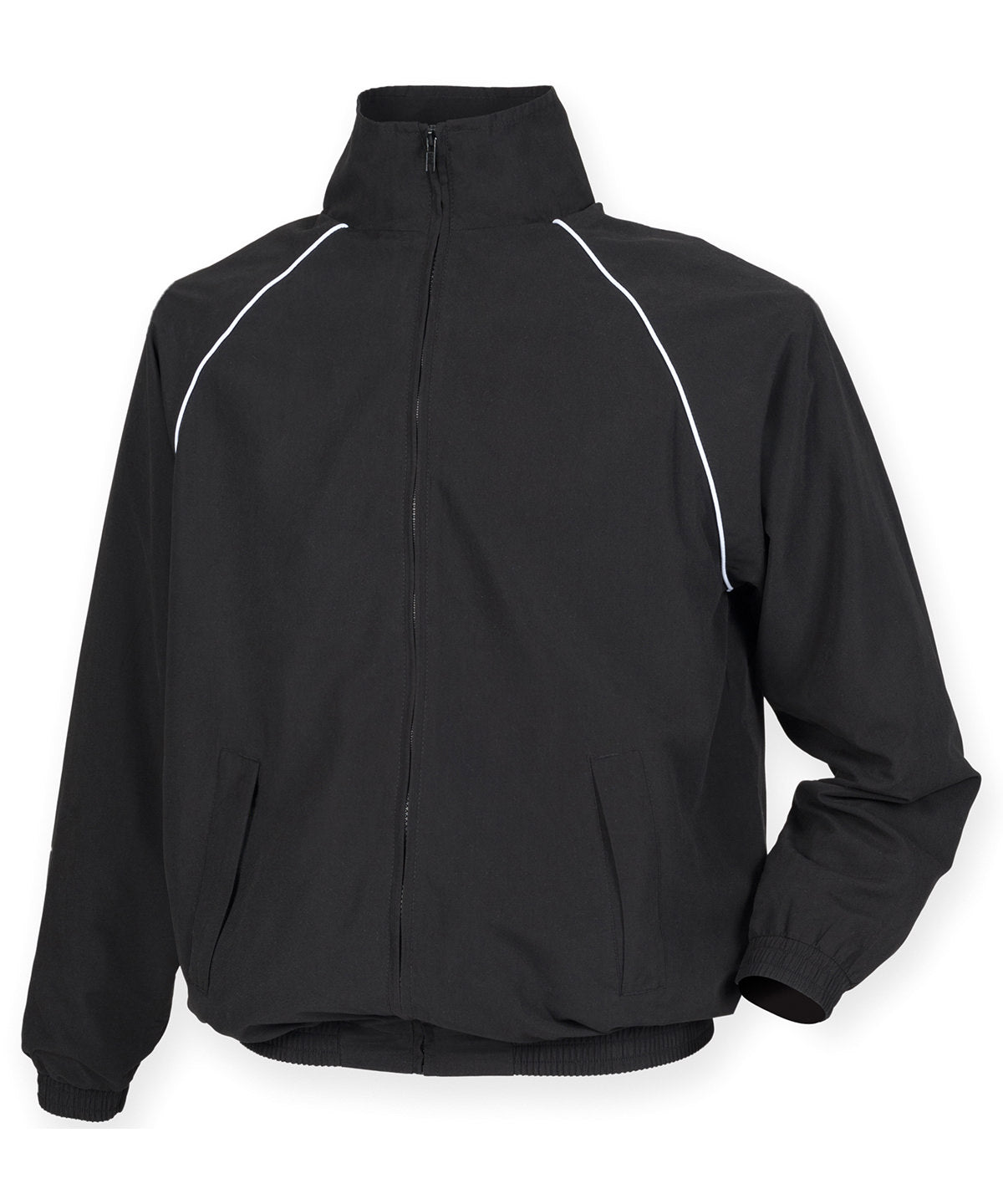 Black/White piping - Kids start-line track top - GarmentEmbroidery