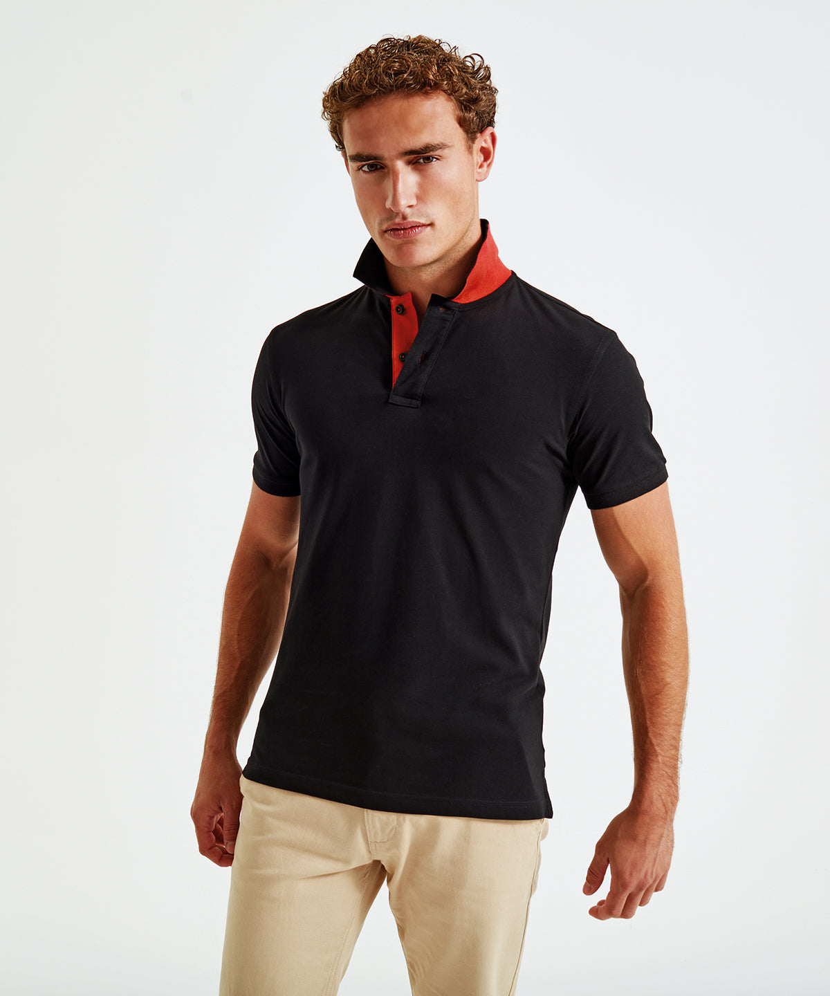 Turquoise/Red - Men's classic fit contrast polo - GarmentEmbroidery