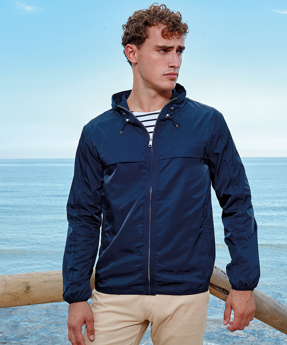 Black/White - Men's lightweight shell jacket - GarmentEmbroidery