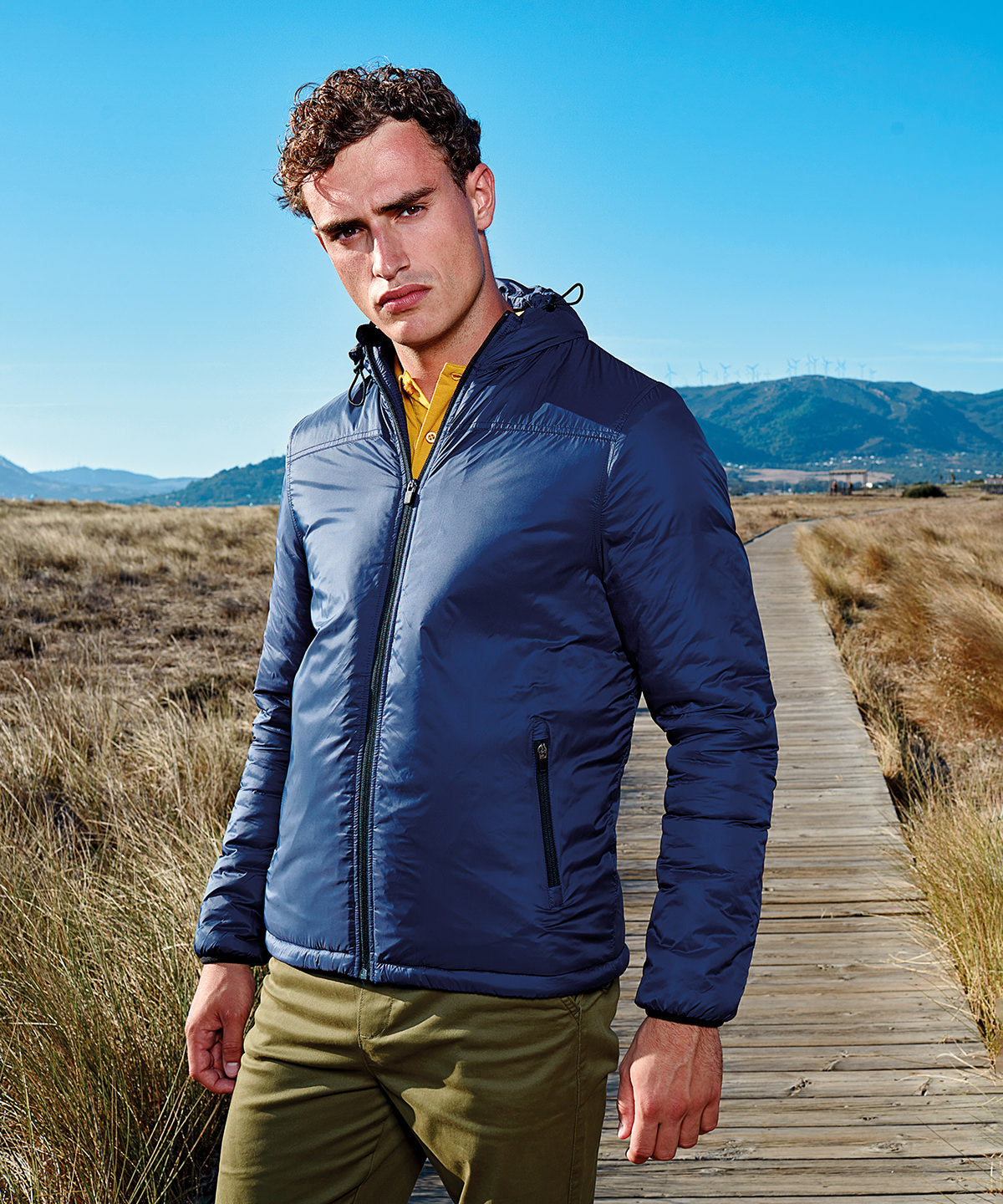 Navy/Charcoal - Men's padded wind jacket - GarmentEmbroidery