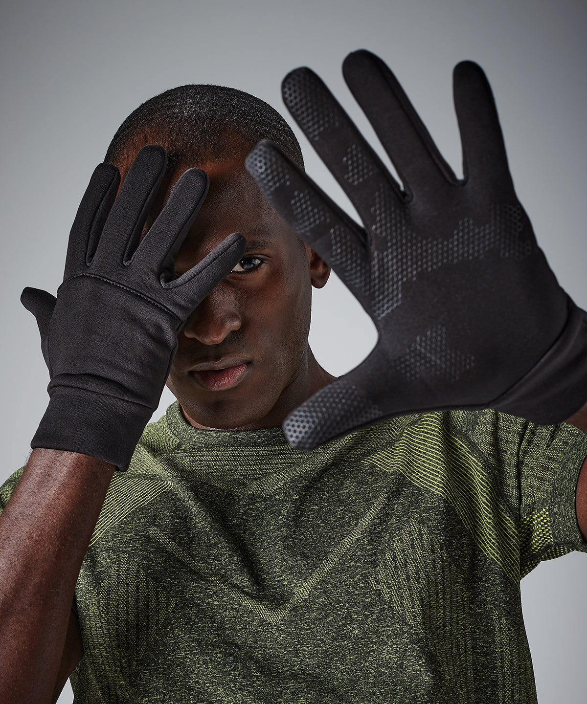 Black - Softshell sports tech gloves - GarmentEmbroidery