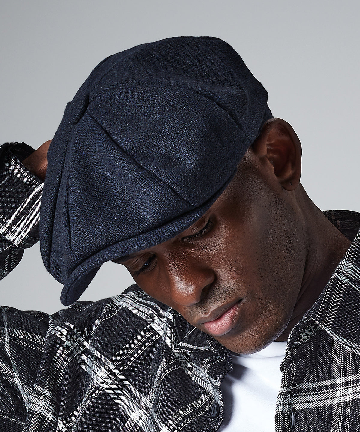 Brown Herringbone - Heritage baker boy cap - GarmentEmbroidery