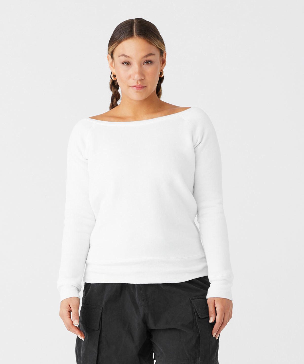 Charcoal-Black Triblend - Sponge fleece wide neck sweatshirt - GarmentEmbroidery
