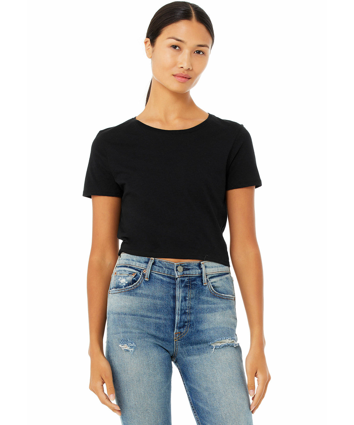 Black - Women's polycotton crop tee - GarmentEmbroidery