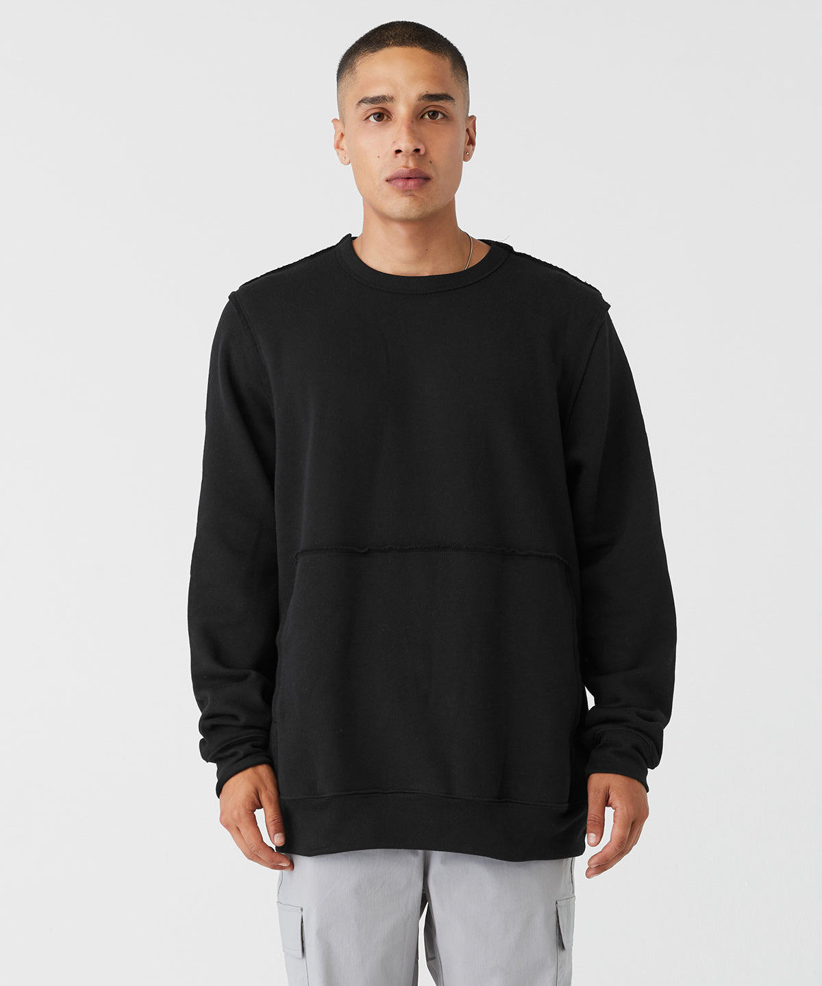 Black - Unisex raw-seam crew pullover - GarmentEmbroidery
