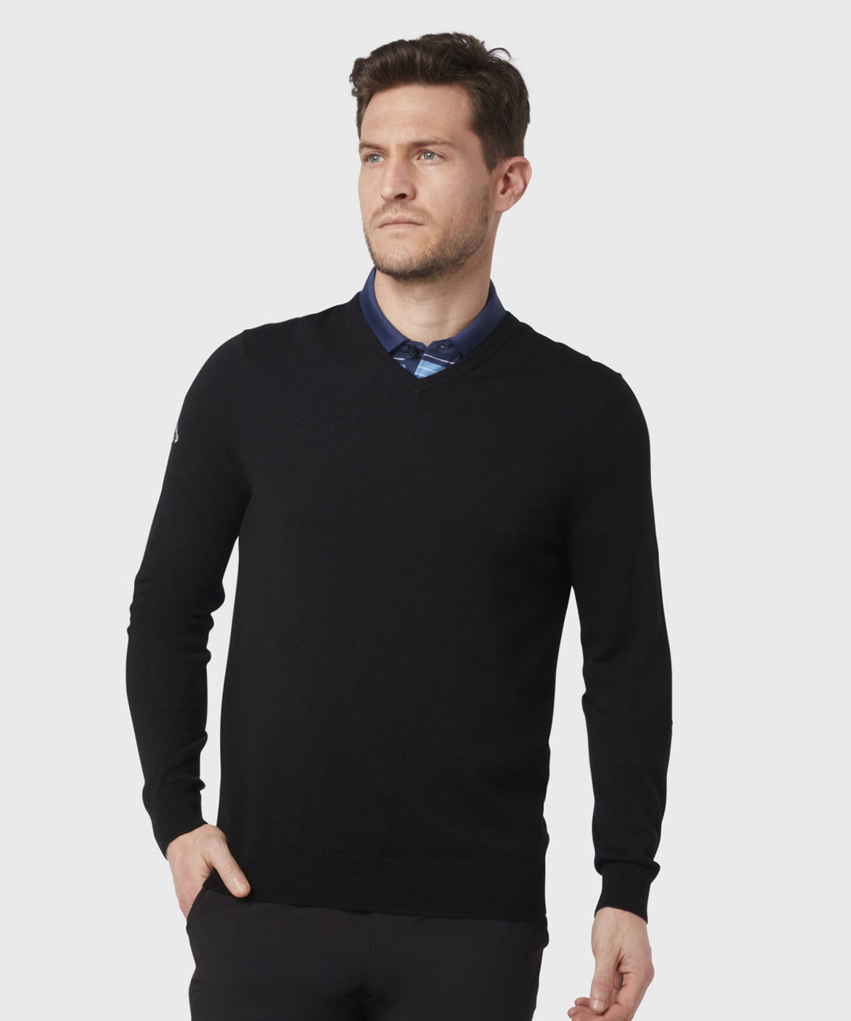 Griffin - Ribbed v-neck Merino sweater - GarmentEmbroidery