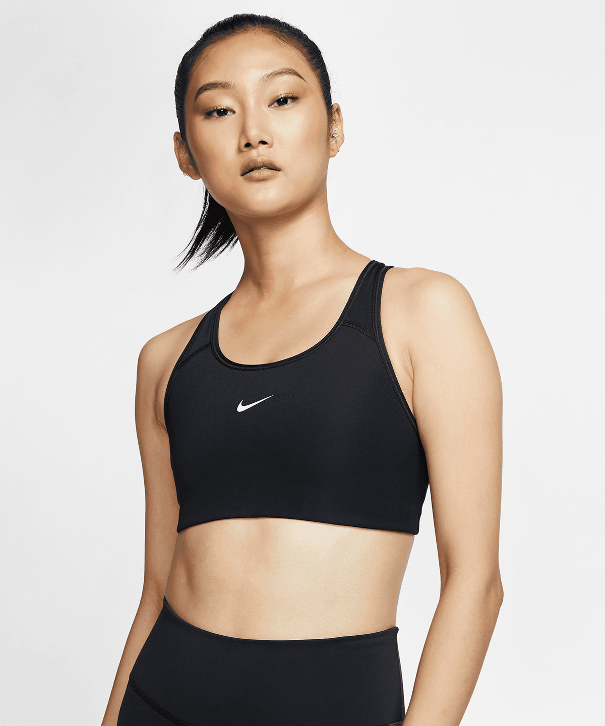 Smoke Grey/Heather/Black - Women’s Nike Dri-FIT Swoosh one-piece bra - GarmentEmbroidery