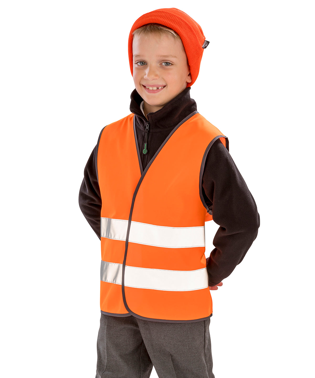 Fluorescent Orange - Core junior safety vest - GarmentEmbroidery