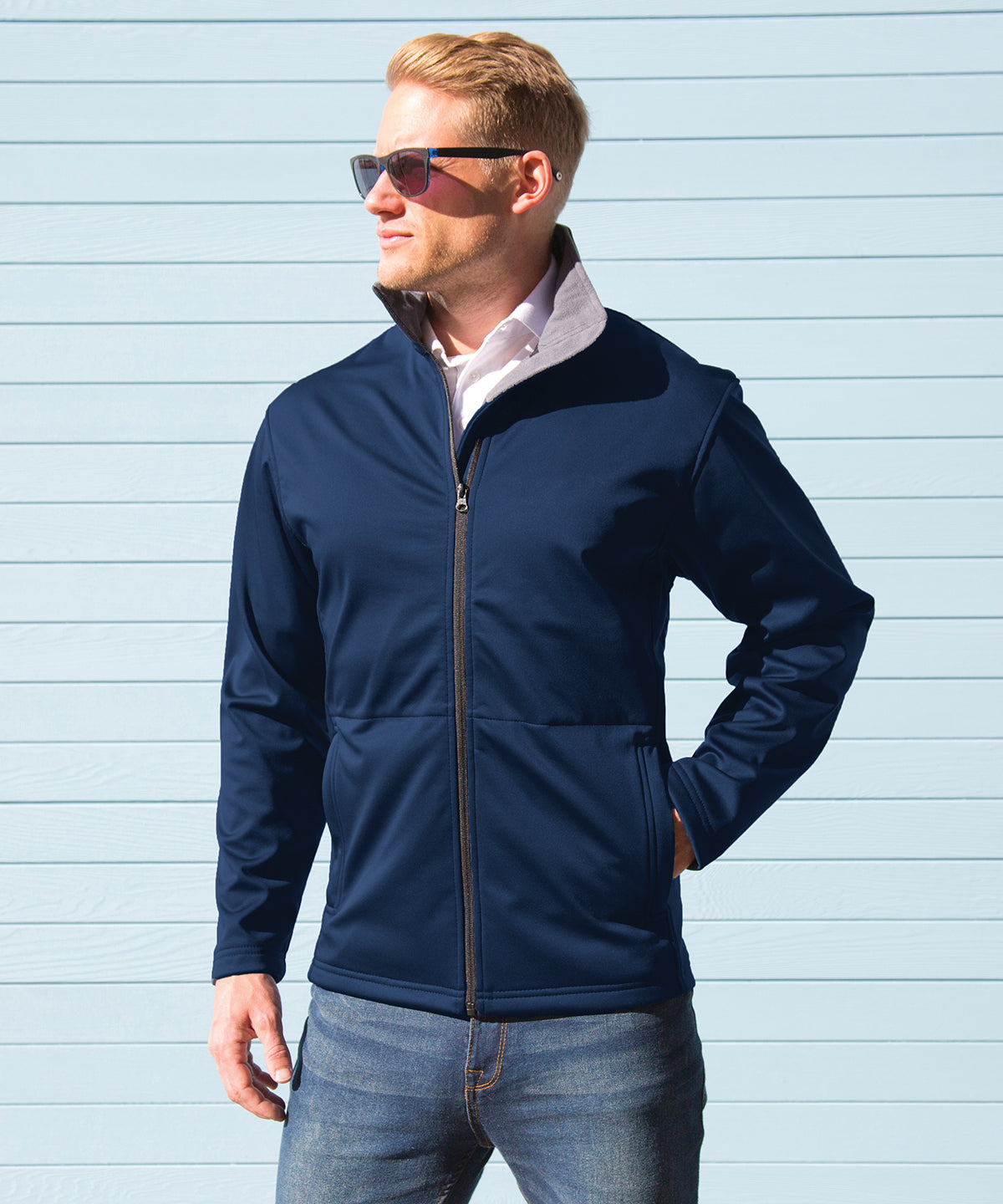 Navy - Core softshell jacket - GarmentEmbroidery