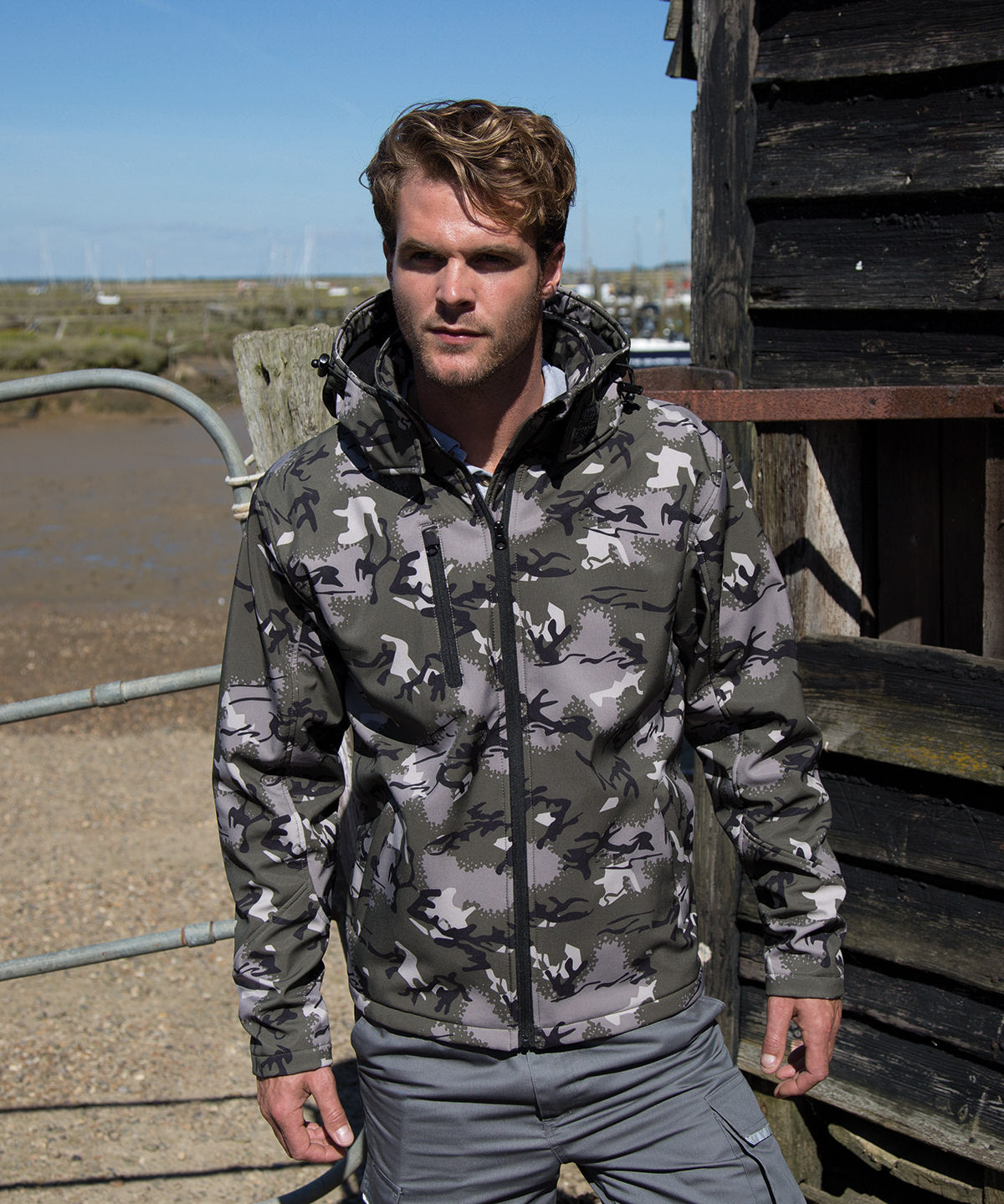 Camo Green - Camo TX performance hooded softshell jacket - GarmentEmbroidery