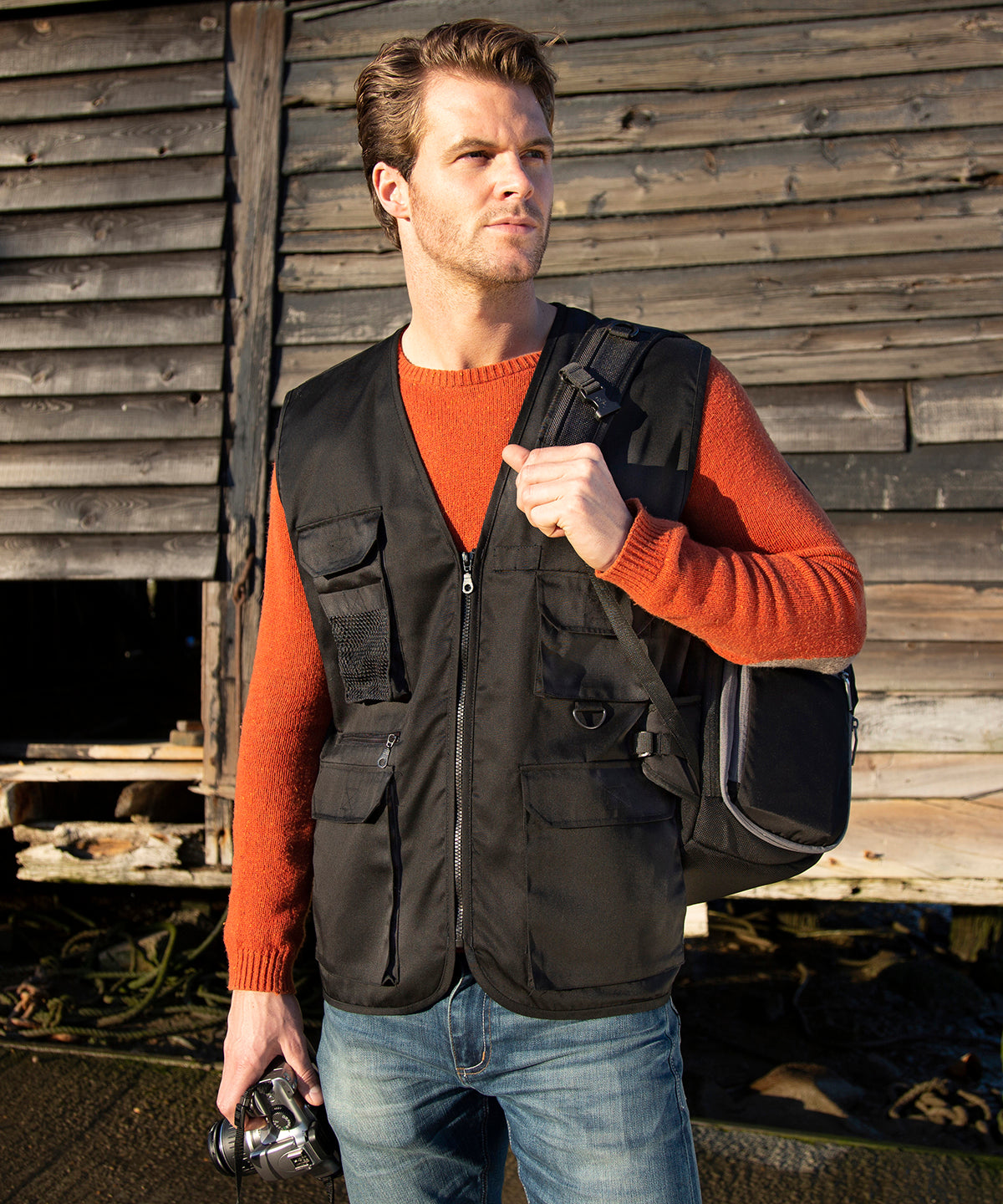 Orange - Adventure safari waistcoat - GarmentEmbroidery