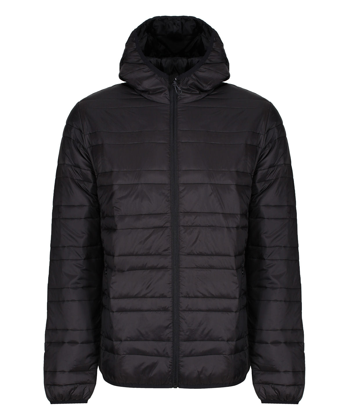 Black (Black) - Hooded firedown packaway baffle jacket - GarmentEmbroidery