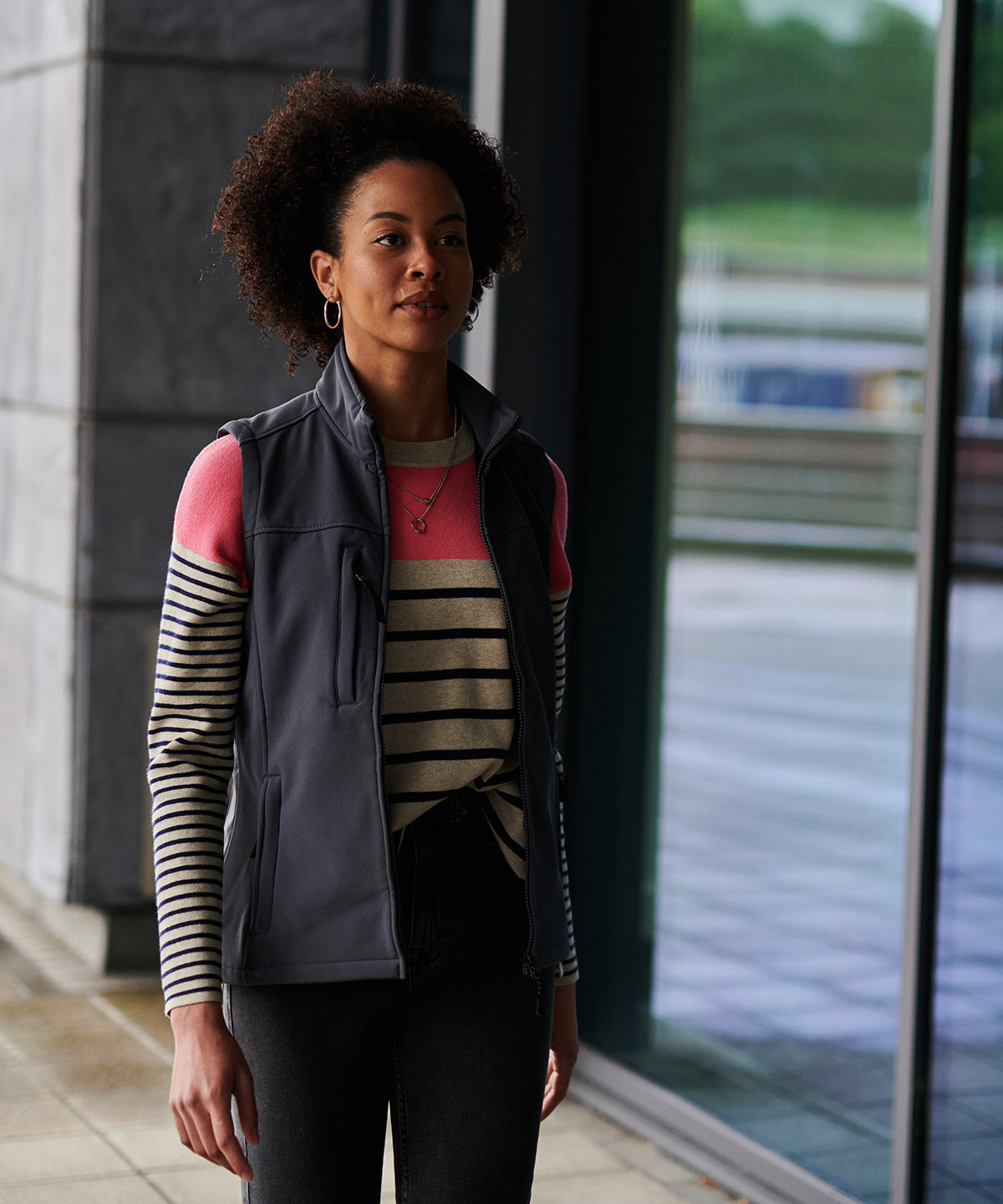 Seal Grey Marl - Women's Flux softshell bodywarmer - GarmentEmbroidery