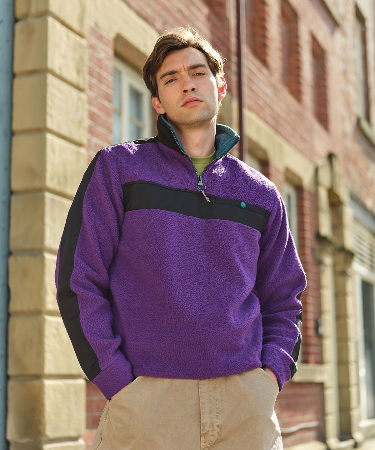 Spruce/Navy - Vintage fleece pullover - GarmentEmbroidery