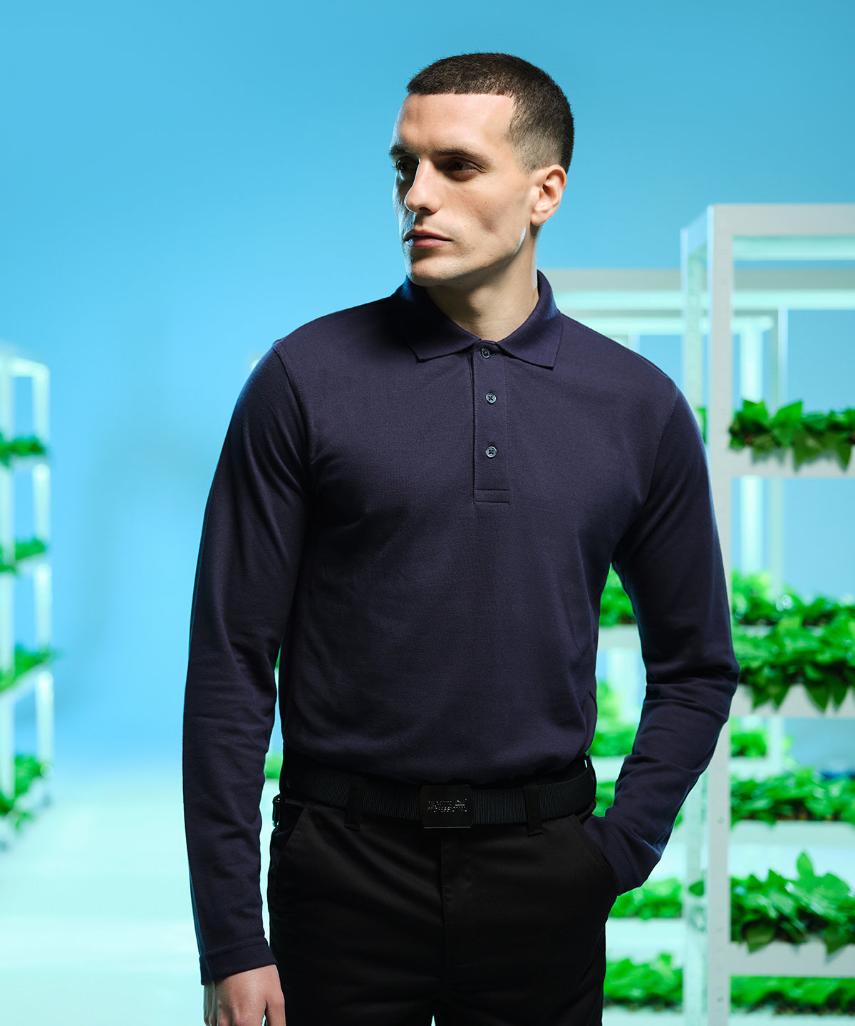 Black - Pro 65/35 long sleeve polo - GarmentEmbroidery