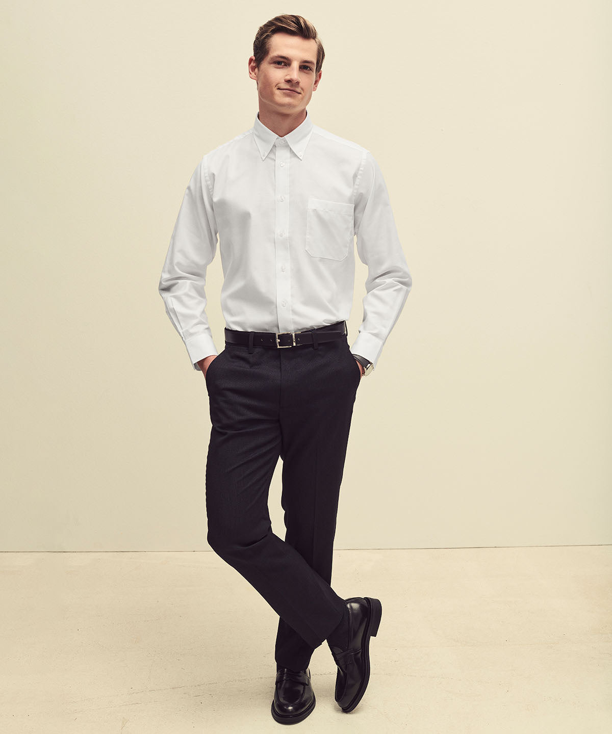Oxford Grey - Oxford long sleeve shirt - GarmentEmbroidery