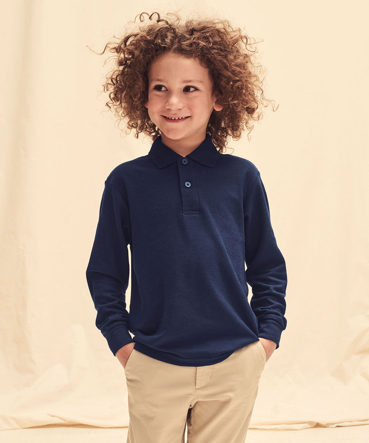 Red - Kids long sleeve 65/35 polo - GarmentEmbroidery