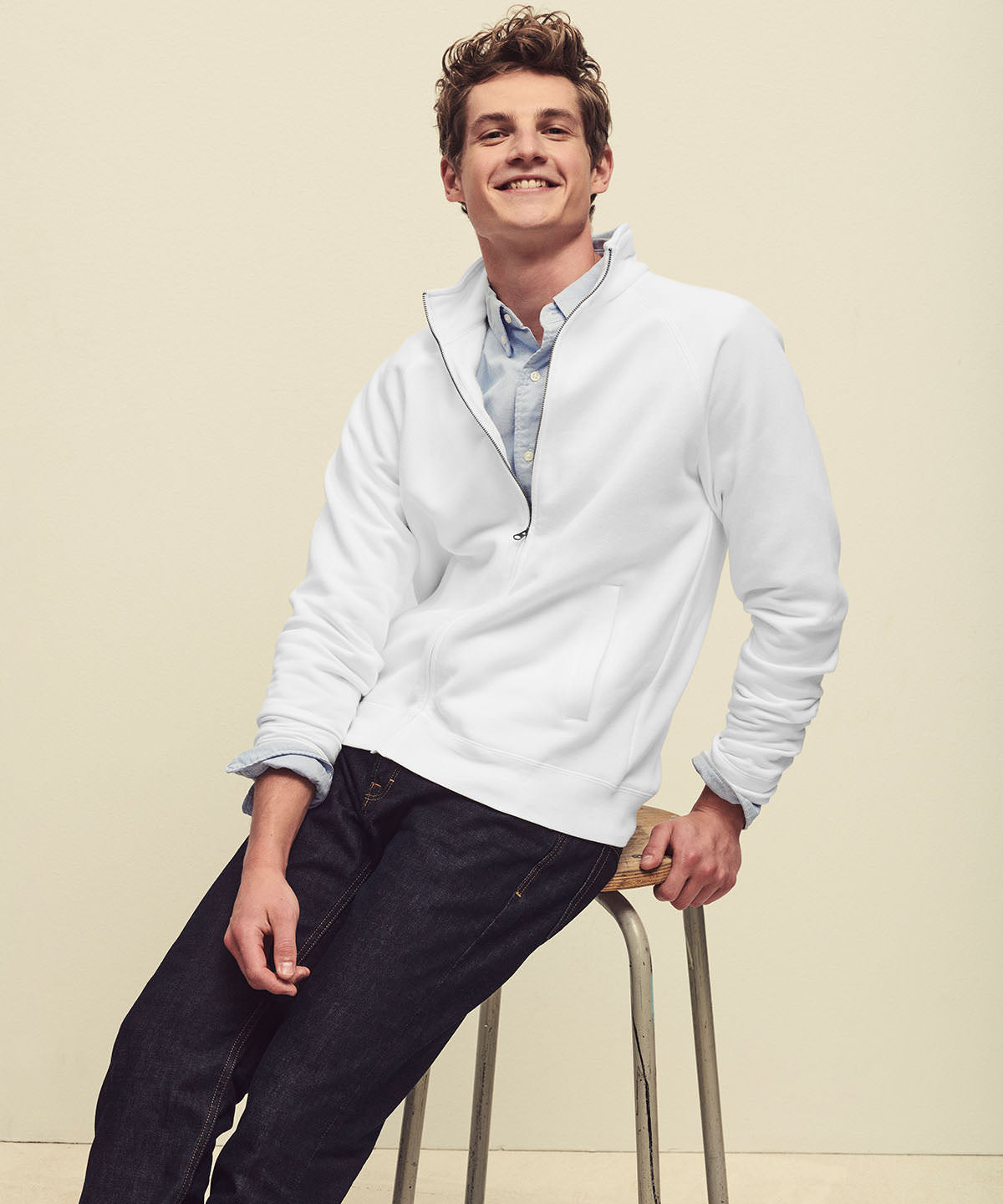 White - Premium 70/30 sweatshirt jacket - GarmentEmbroidery