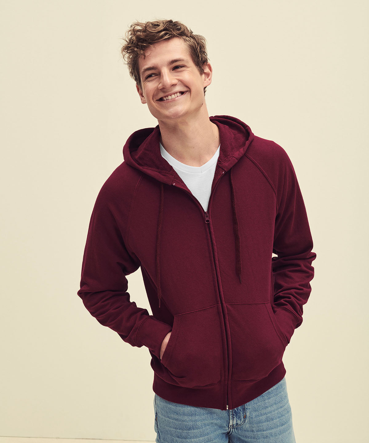 Red - Lightweight hooded sweatshirt jacket - GarmentEmbroidery