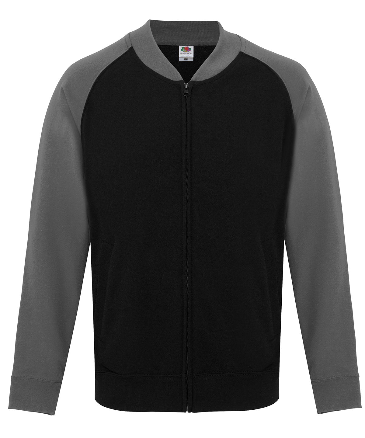 Black/Heather Grey - Baseball sweatshirt jacket - GarmentEmbroidery