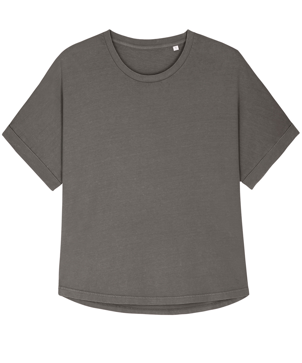 Garment Dyed Mid Anthracite - Stella Collider Vintage, The women's garment dyed rolled sleeve t-shirt (STTW068) - GarmentEmbroidery