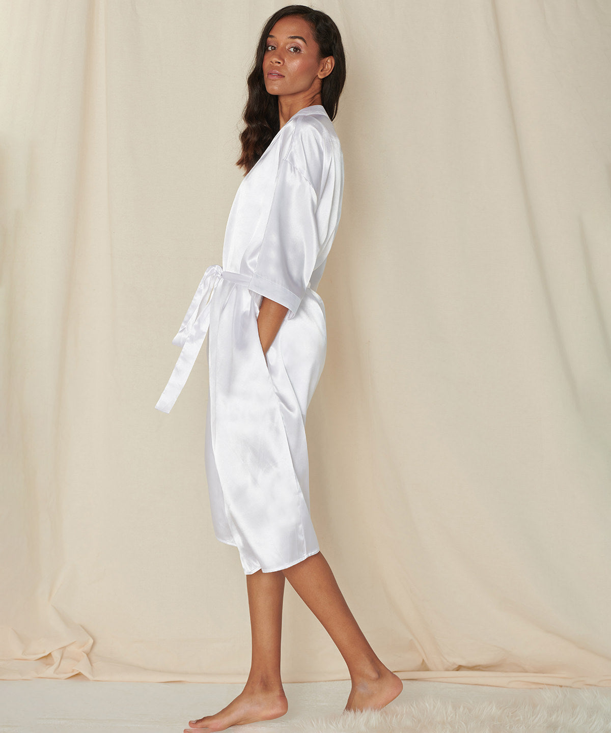 Light Pink - Women's satin robe - GarmentEmbroidery