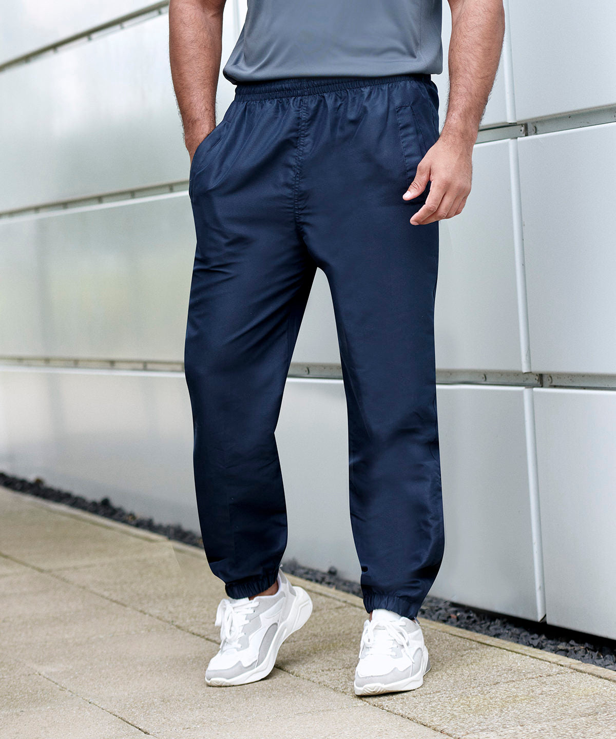 Navy - Lined tracksuit bottoms - GarmentEmbroidery