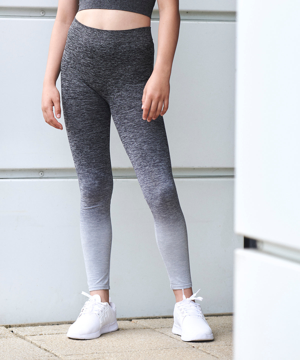 Purple/Light Grey Marl - Kids seamless fade-out leggings - GarmentEmbroidery