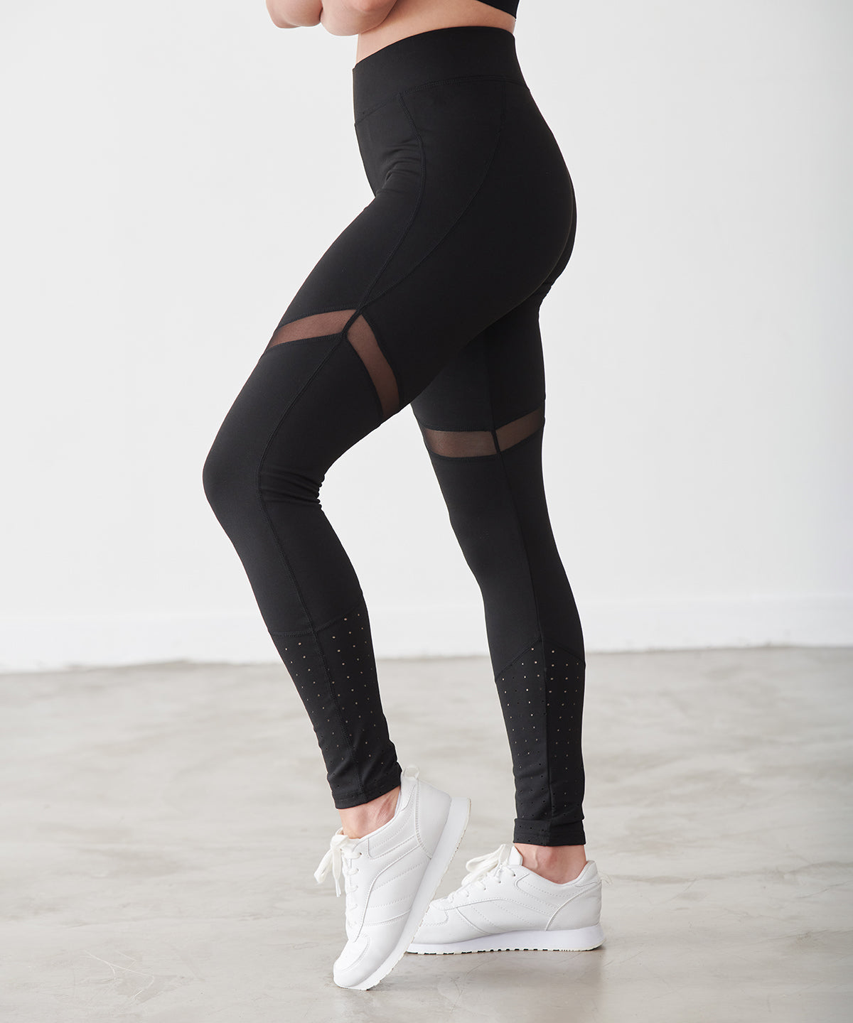 Black - Women's panelled leggings - GarmentEmbroidery